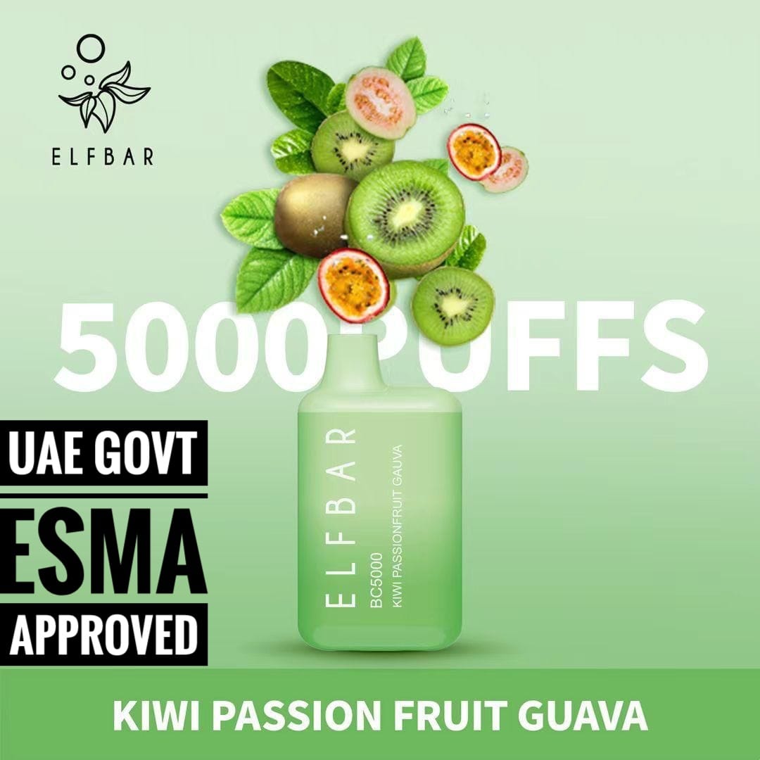 Elf Bar BC5000 Disposable Vape Kit 5000 Puffs Kiwi passion fruit guava