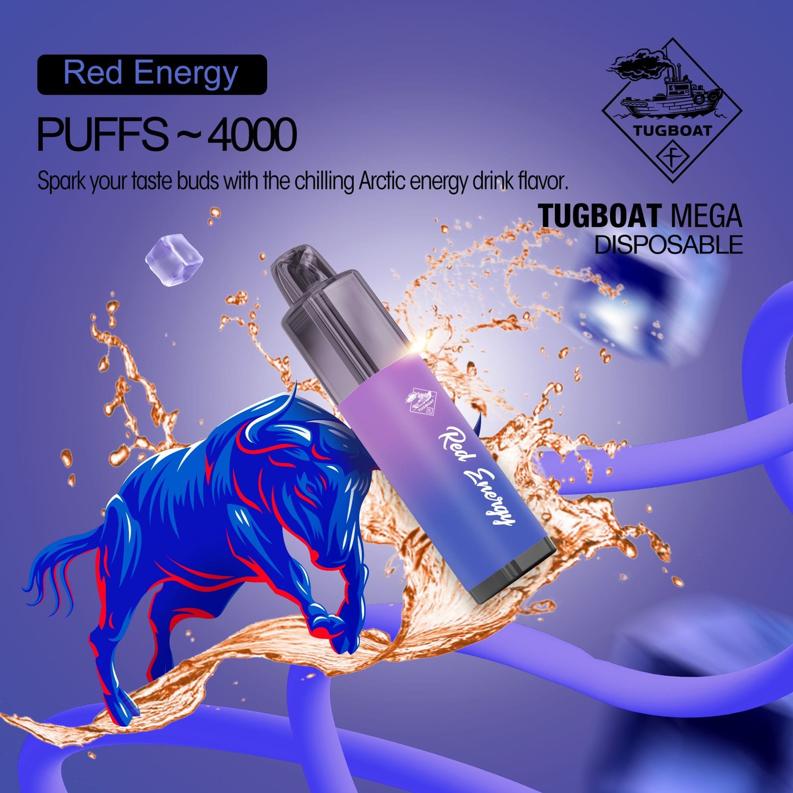 TUGBOAT MEGA DISPOSABLE RED ENERGY  PUFFS 4000